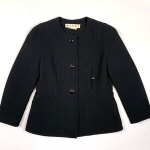MARNI Black Cotton Structured Blazer – Made in Italy Designer Jacket